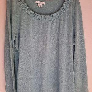 {2X} Liz Claiborne Light Teel Long Sleeve Shirt